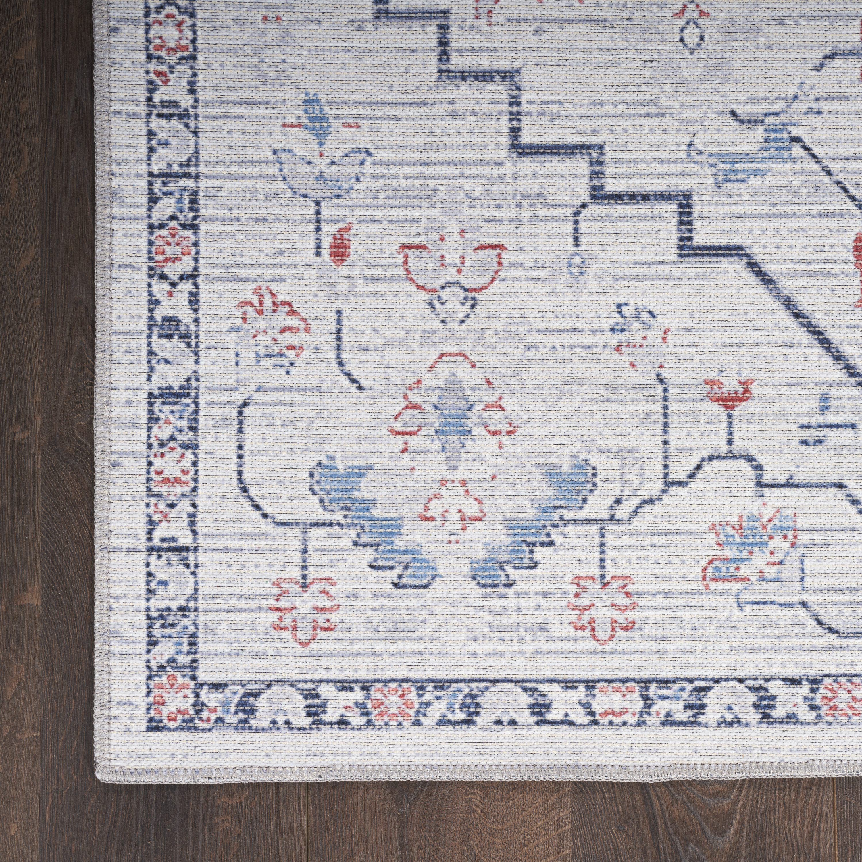Nourison New Concept Washables 5'3" x 7'3" Ivory Blue Farmhouse Indoor Rug