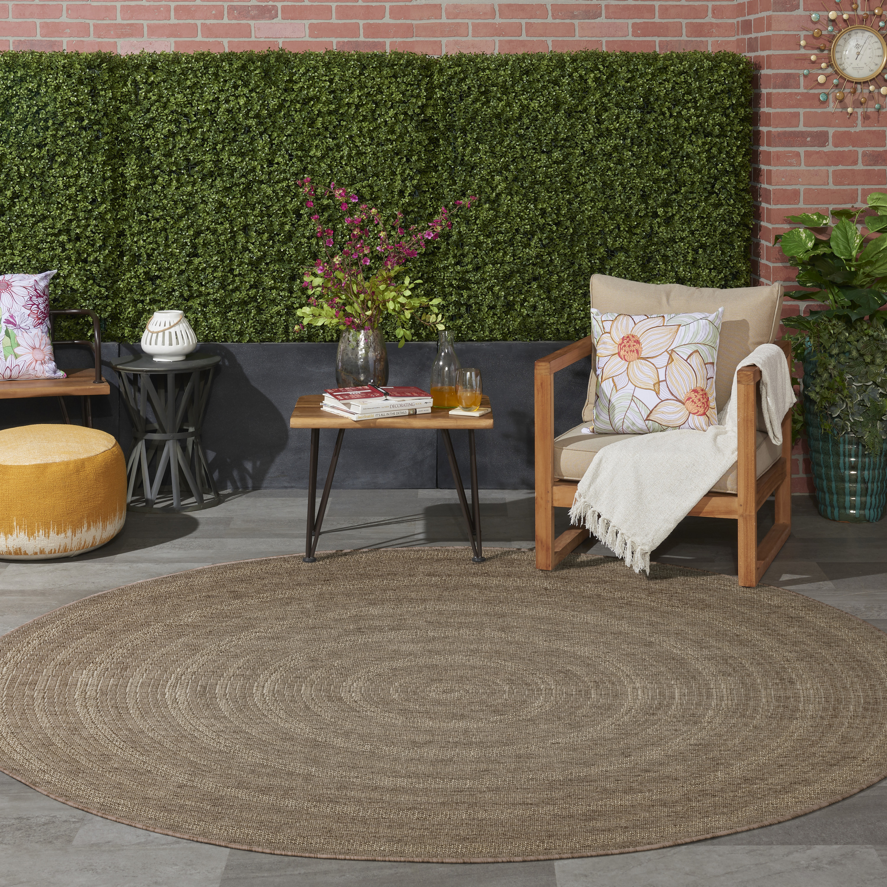 Nourison Tulum 8' x Round Brown Outdoor Rug