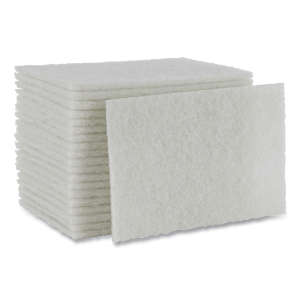 Boardwalk, Light Duty Scour Pad, Rectangle, 6"x9", White