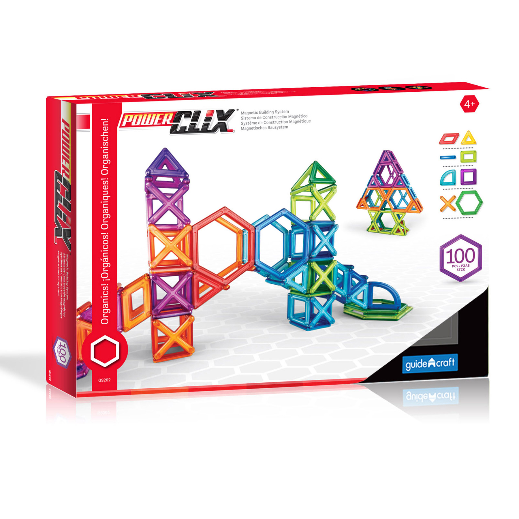 Guidecraft PowerClix Frames, Magnetic Building Set, 100 Pieces image number null