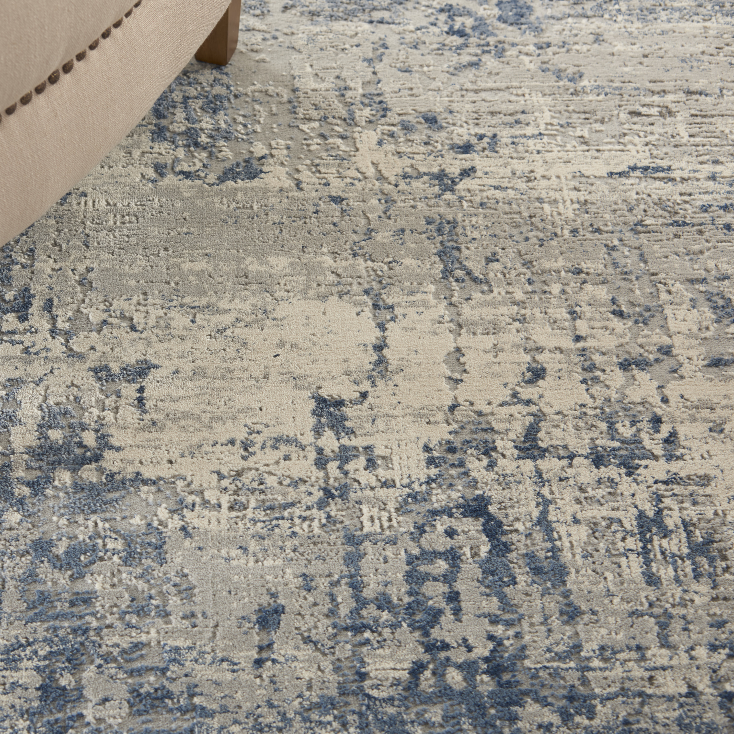 Nourison Rustic Textures 3'11" x 5'11" Ivory Blue Modern Indoor Rug