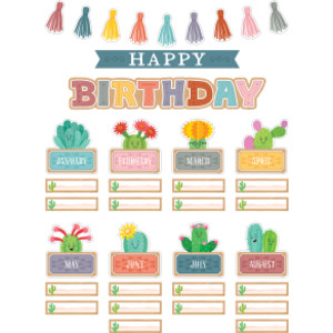 Happy Cactus Crew Happy Birthday Mini Bulletin Board Set, 59 Pieces
