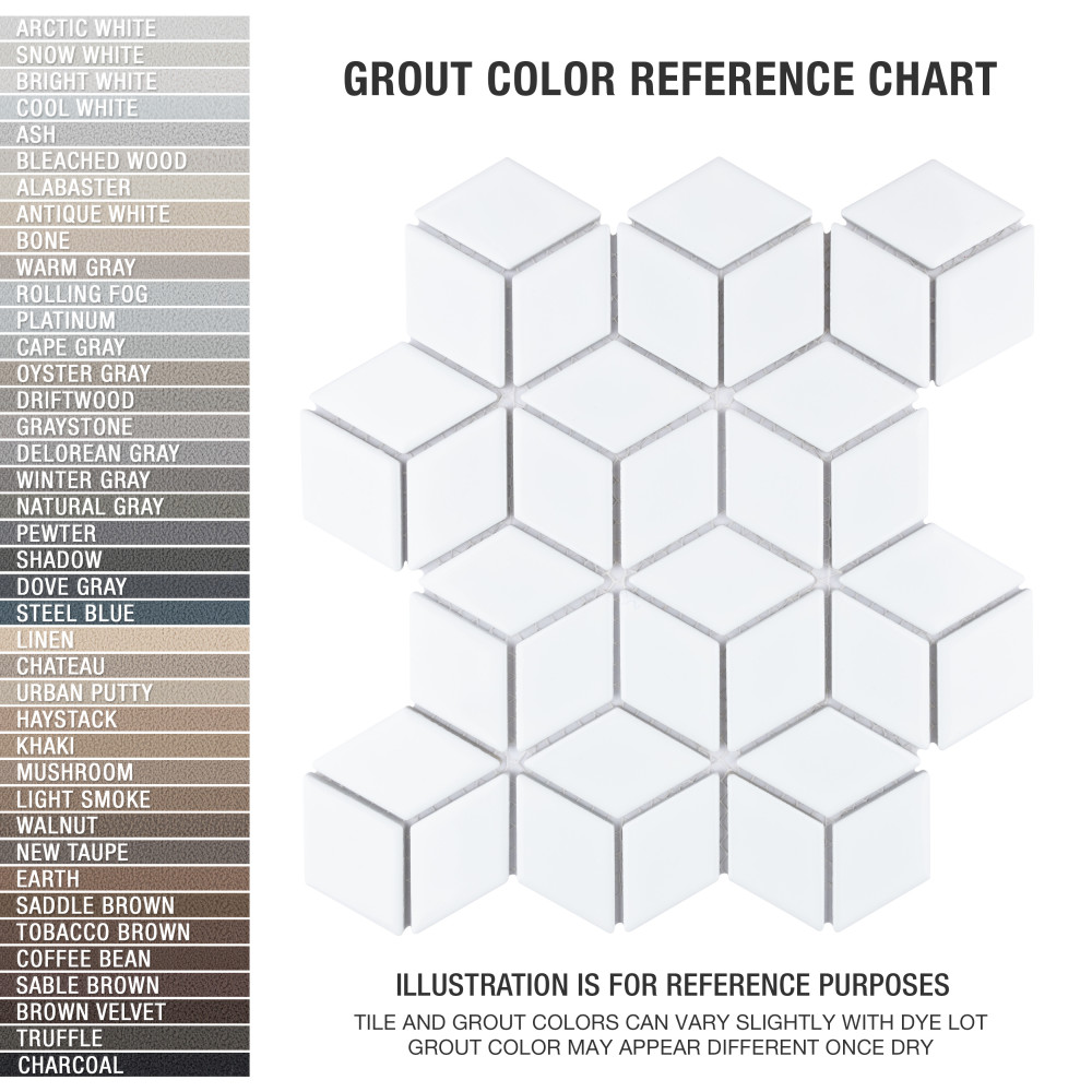 Hudson Rhombus Glossy White 10-1/4 in. x 11-3/4 in. Porcelain Mosaic Tile