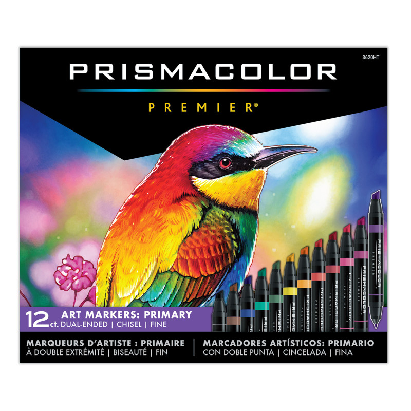 Premier® Dual-Ended Art Markers, Chisel Tip & Fine Tip, Primary Colors, 12 Count