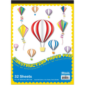 Construction Paper Pad, 9" x 12", 32 Sheets