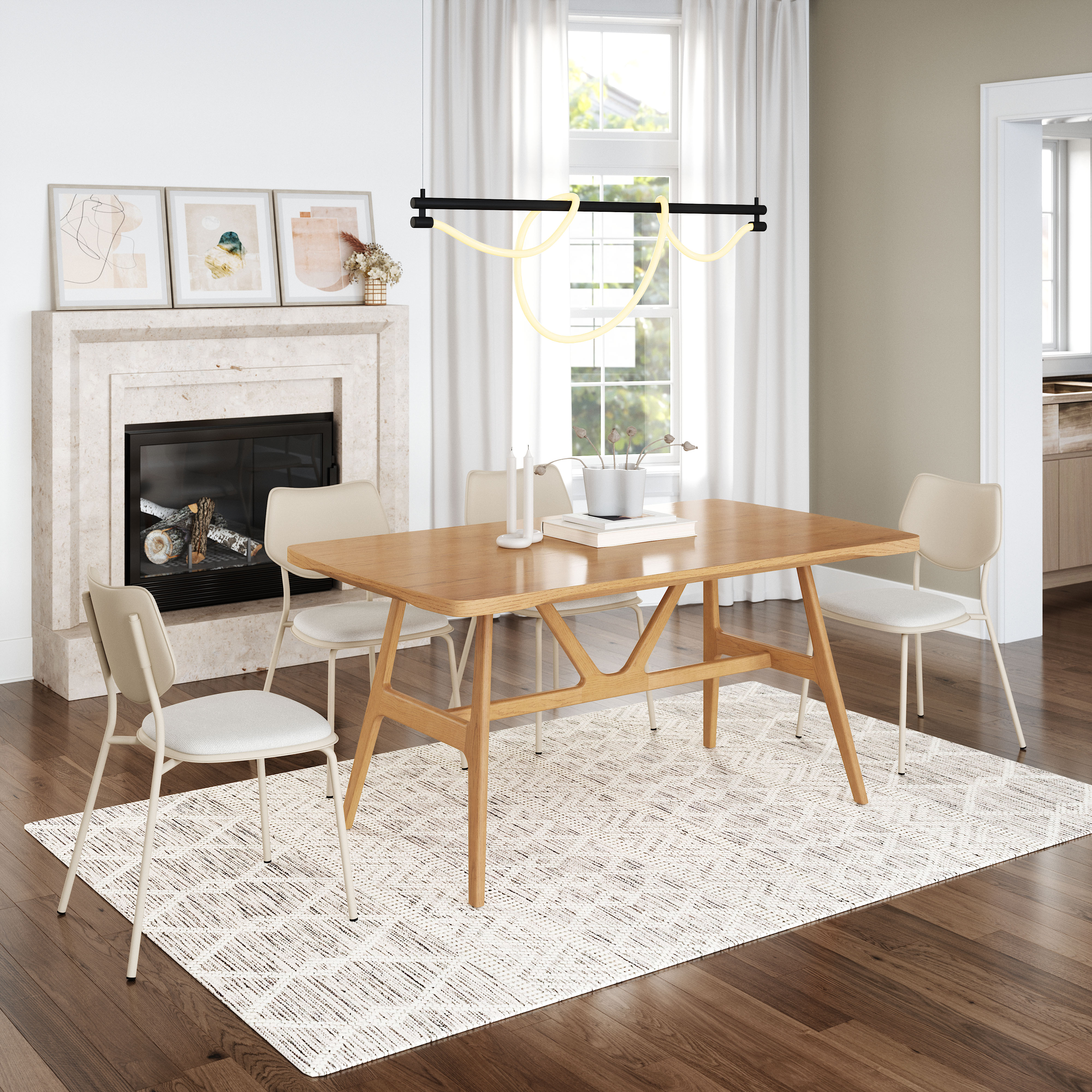 Zeal Dining Chair (Set of 4) Light Gray & Beige product image