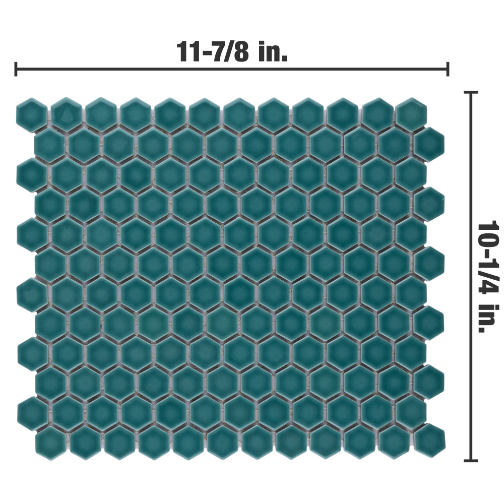 Tribeca 1″ Hex Jade 10-1/4 in. x 11-7/8 in. Porcelain Mosaic Tile