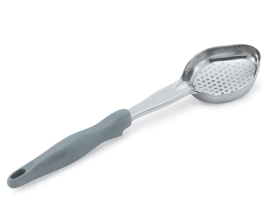 4-ounce one-piece heavy-duty perforated oval Spoodle® utensil with gray nylon handle