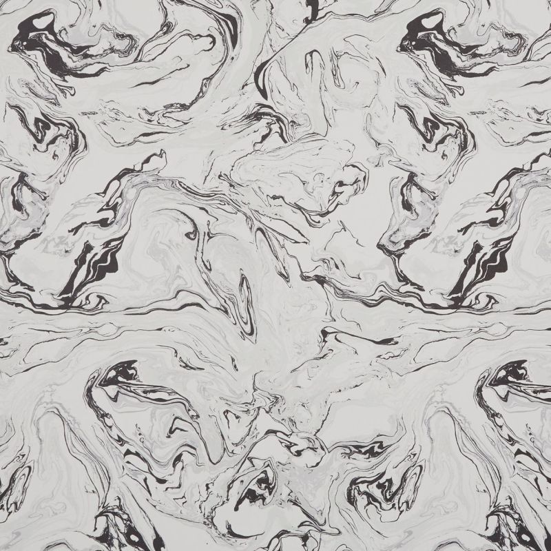Black-and-white marbled swirls â€” flowing and mirrored across the surface â€” flat, high-contrast decorative pattern resembling ink on a pale gray background.
