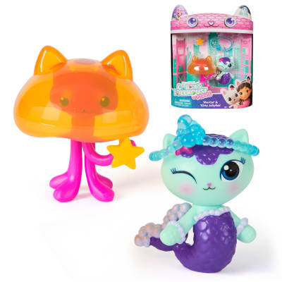 Gabby's Dollhouse: The Movie, MerCat & Kitty Jellyfish, Toy Figures with 2 Accessories, Kids Toys for Girls & Boys Ages 3 and Up