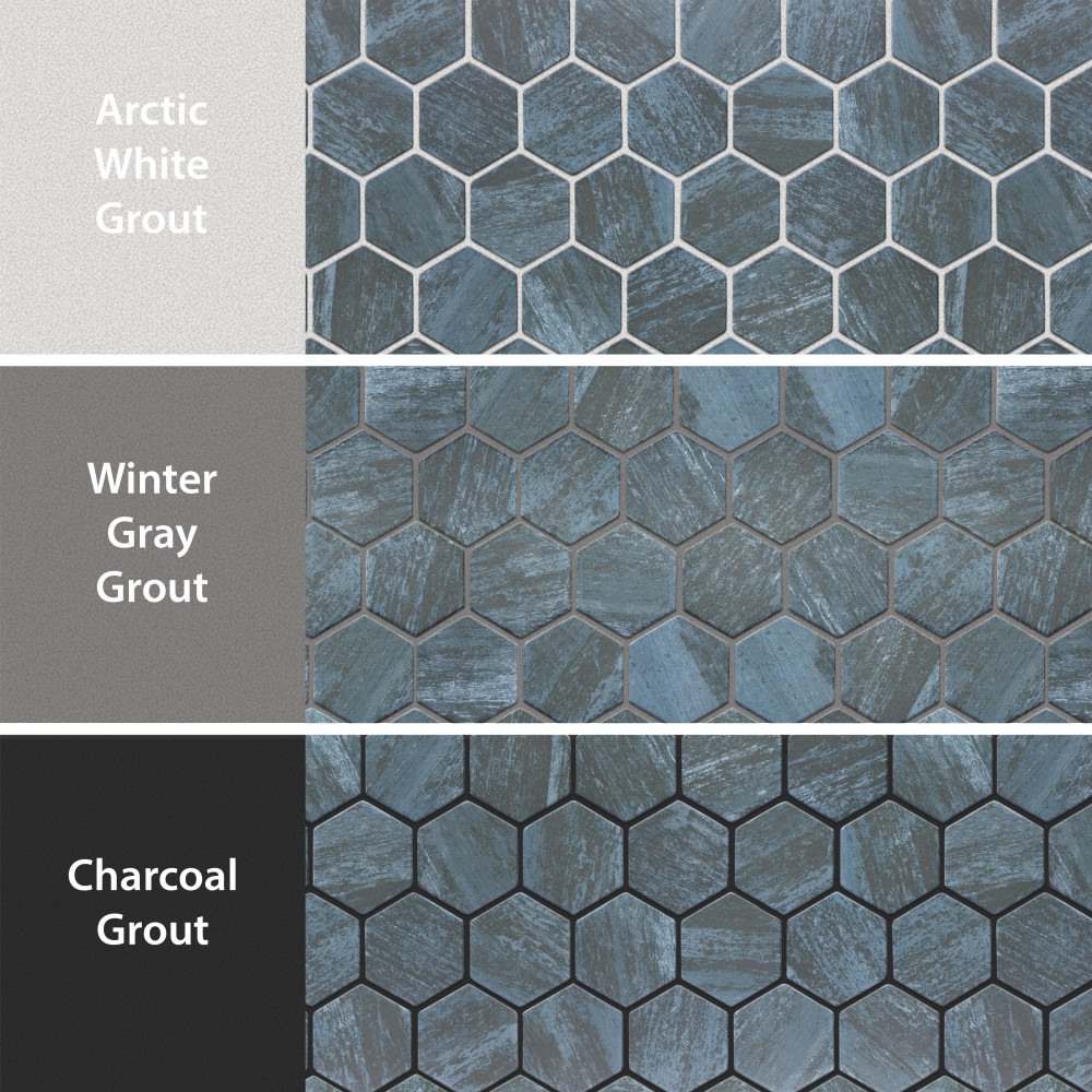 Sample – Cassis 2″ Hex Black Porcelain Mosaic Tile