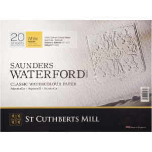Saunders Waterford Watercolor Block, Rough, White, 140lb/300gsm, 20 Sheet, 12x9 inch, 1 Count