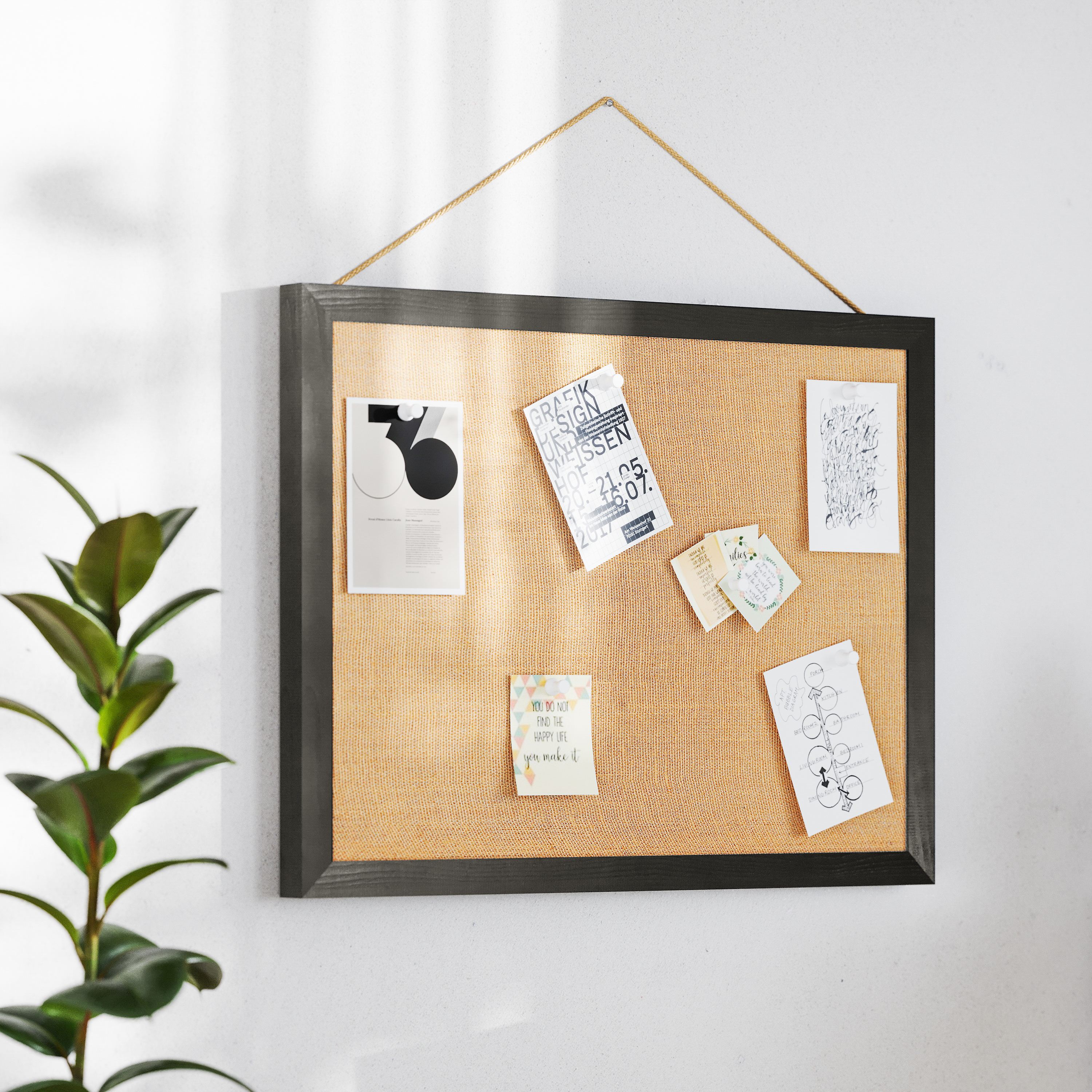Juno Rustic Wall Mount Linen Board with Wood Push Pins, for Home, School or B... - Picture 14 of 25