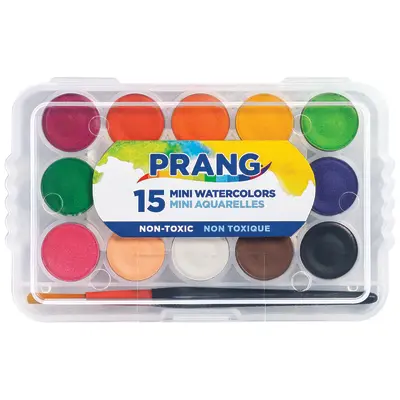 Prang Mini Watercolor Paint Set, 15 Assorted Colors, 1 Count