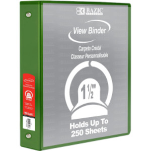 3-Ring View Binder with 2 Pockets, 1.5", Green