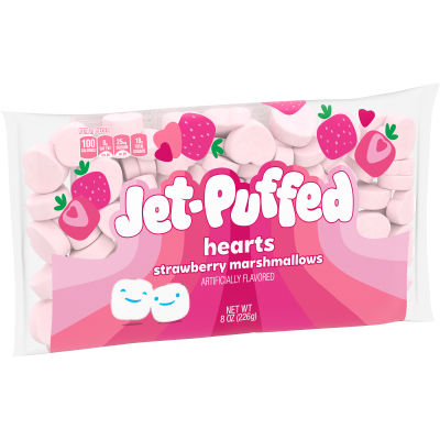 Jet-Puffed Strawberry Hearts Marshmallows, 8 oz Bag