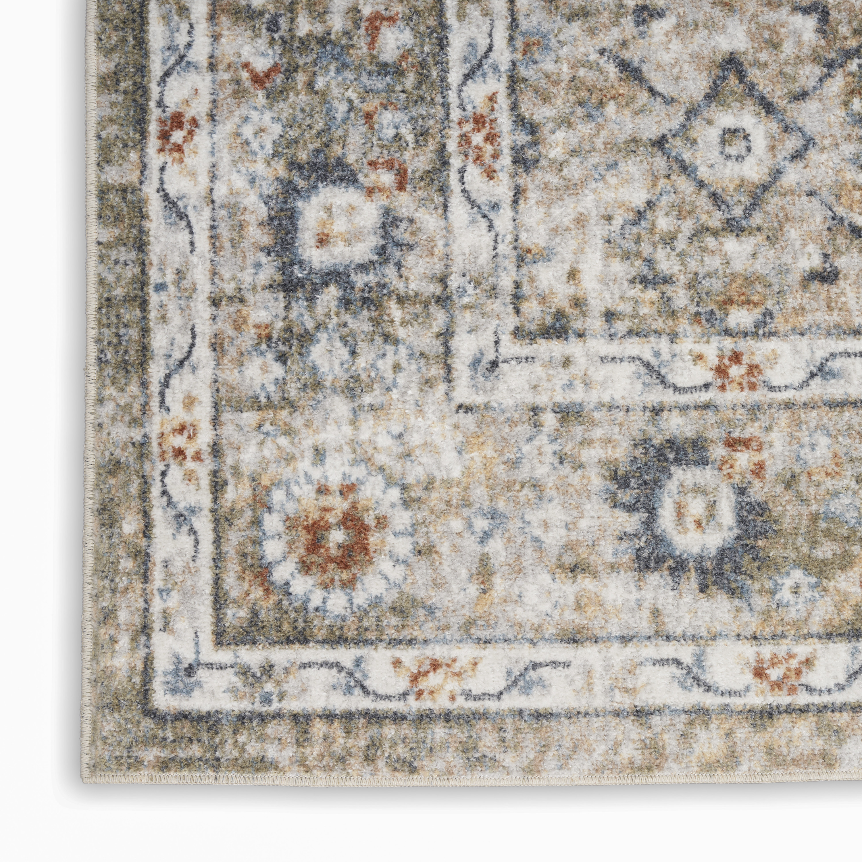 Nourison Astra Machine Washable 6'7" x 9' Gold Grey Vintage Indoor Rug