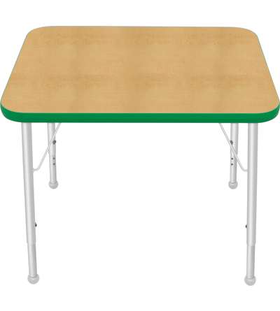 Creative Colors® Activity Table, Rectangle, 24" x 30", Maple Top Color, Dustin Green Edge Color, Standard Leg Height, Platinum S