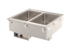 Two-well 120-volt 2000-watt modular marine-grade stainless steel drop-in hot well with standard drain and infinite controls