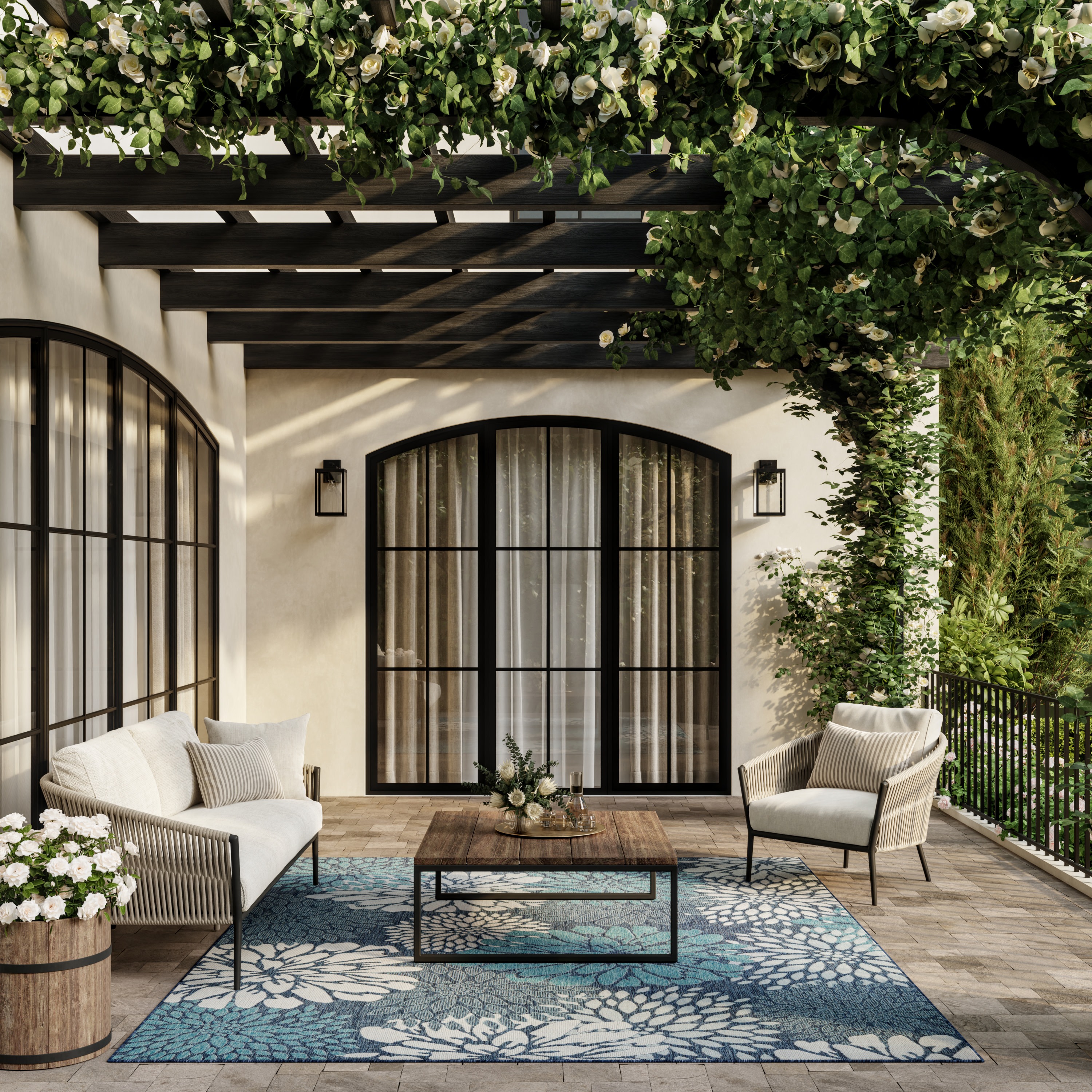 Nourison Garden Oasis 9' x 12' Navy Tropical Rug
