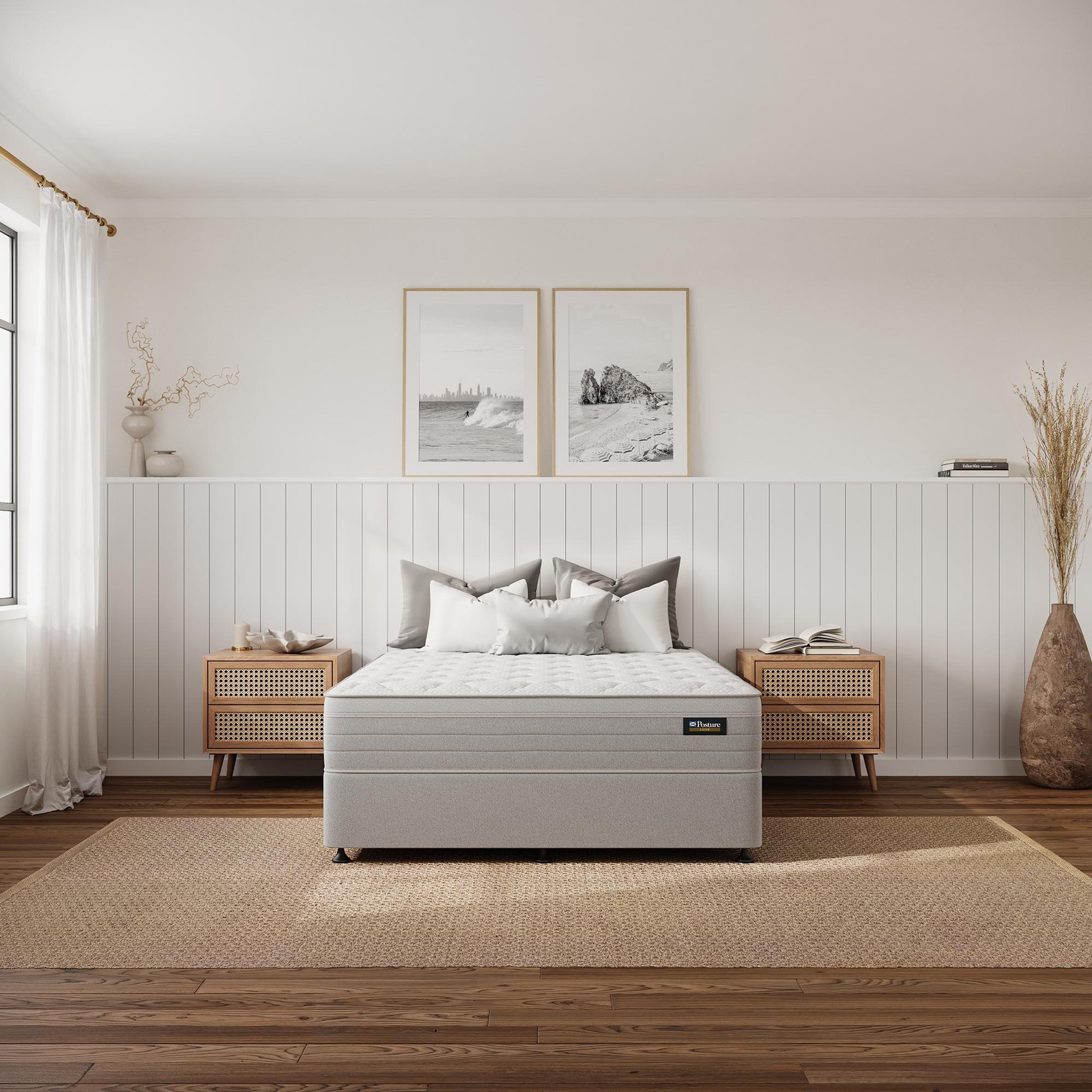 Lifestyle image of the  Sealy Luxe 2025 Base, Cadet Grey from Forty Winks