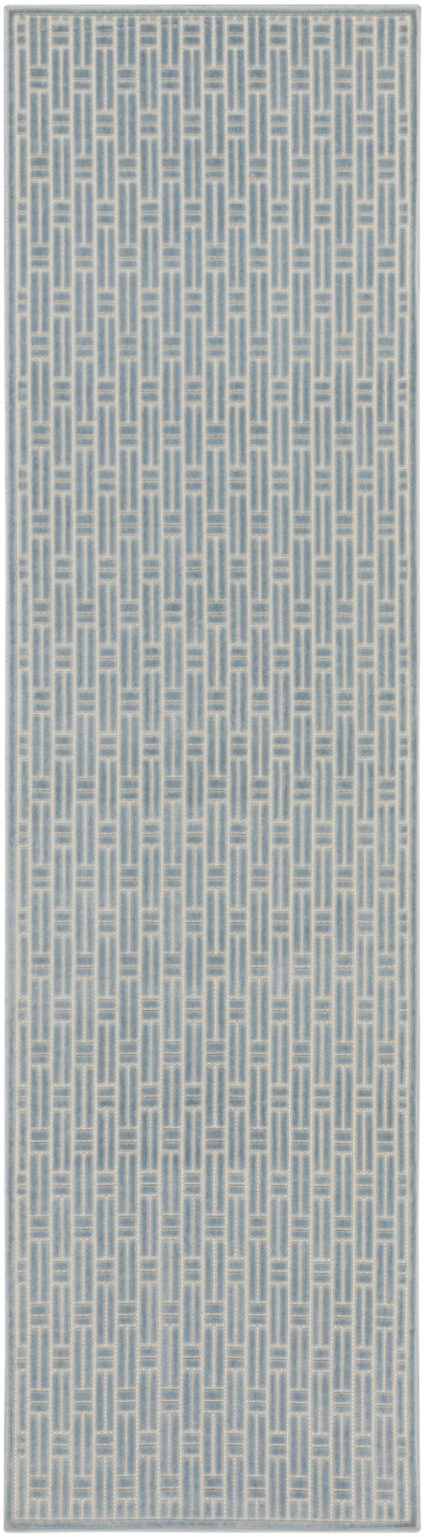 Nourison Washable Charm 2'2" x 8' Blue Ivory Modern Indoor Rug