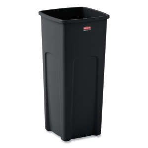 Rubbermaid Commercial, Untouchable, 23 gal, Resin, Black, Square, Receptacle