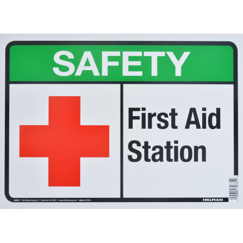 Aluminum First Aid Safety Sign, 10