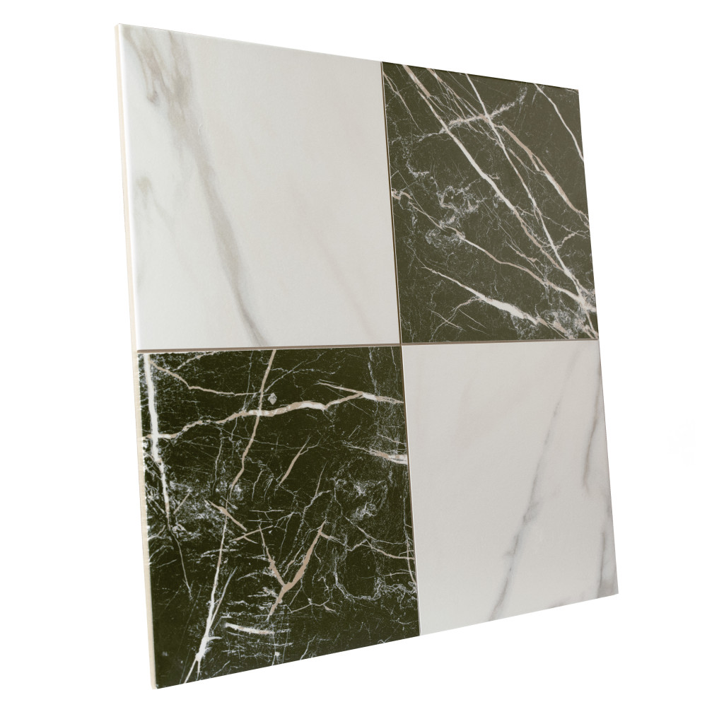 Marbilia Chess Marquina Gold 17-3/8 in. x 17-3/8 in. Porcelain Floor and Wall Tile