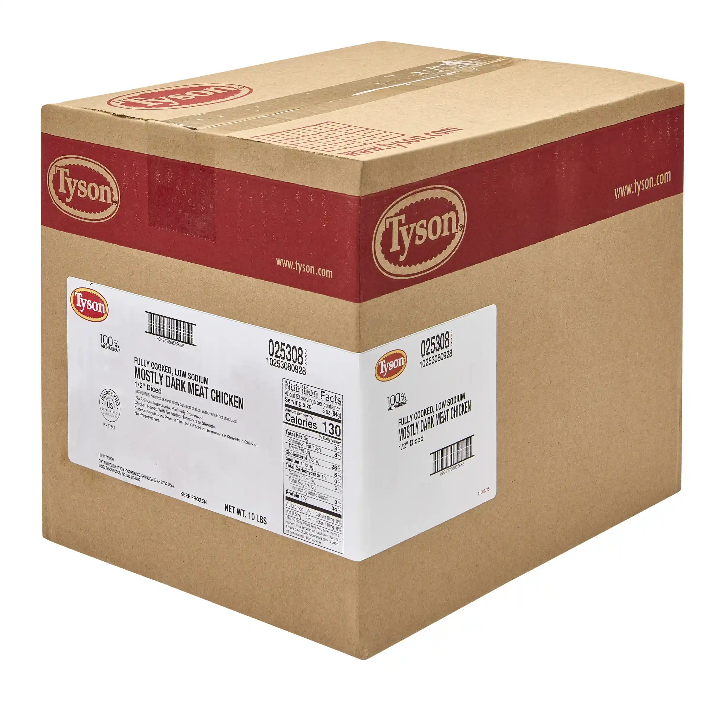 Tyson® Fully Cooked All Natural* Low Sodium Diced Chicken, Reverse Blend 65 Dark/35 White Meat, 0.5"_image_5