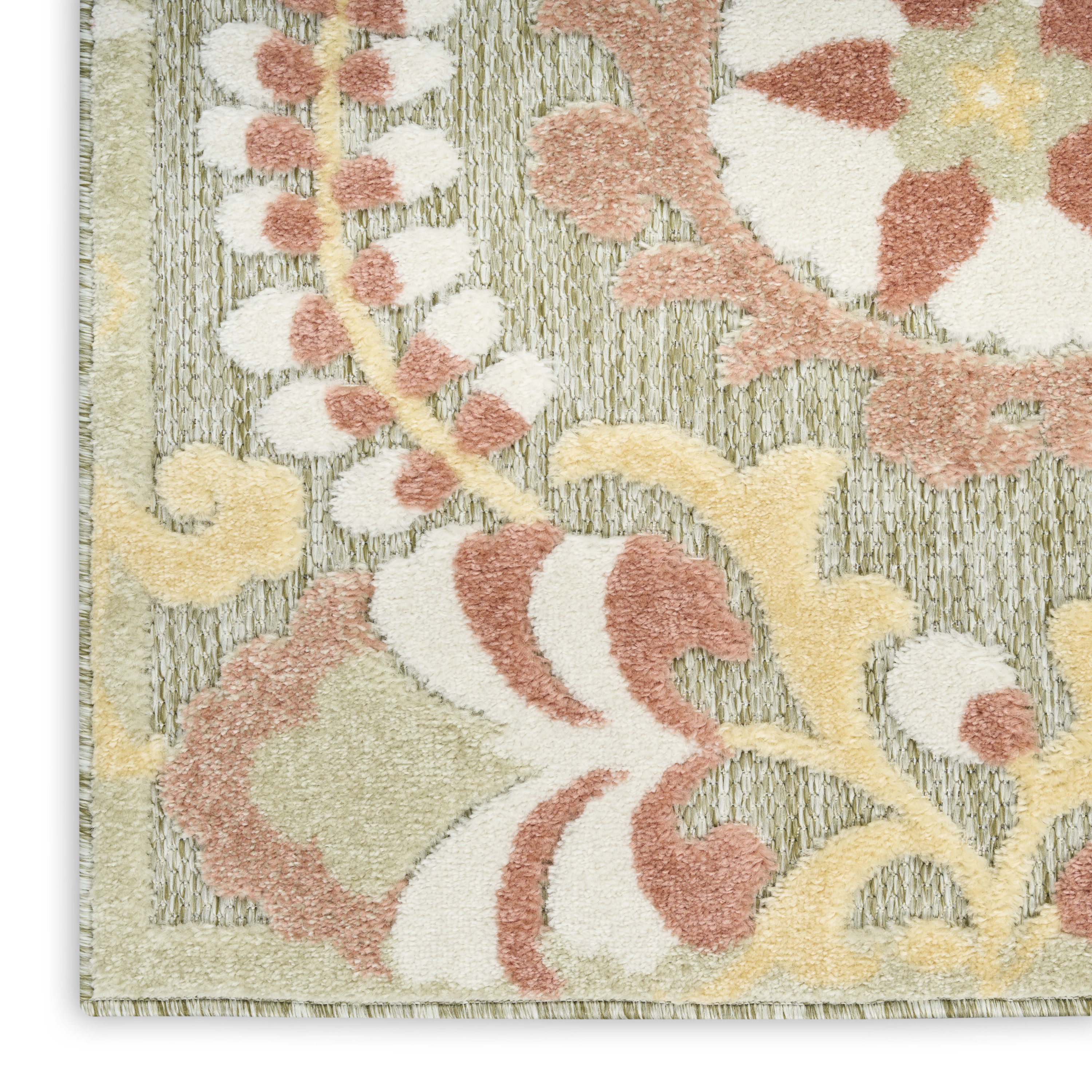 Nourison Aloha 3'6" x 5'6" Sage Rose Farmhouse Rug