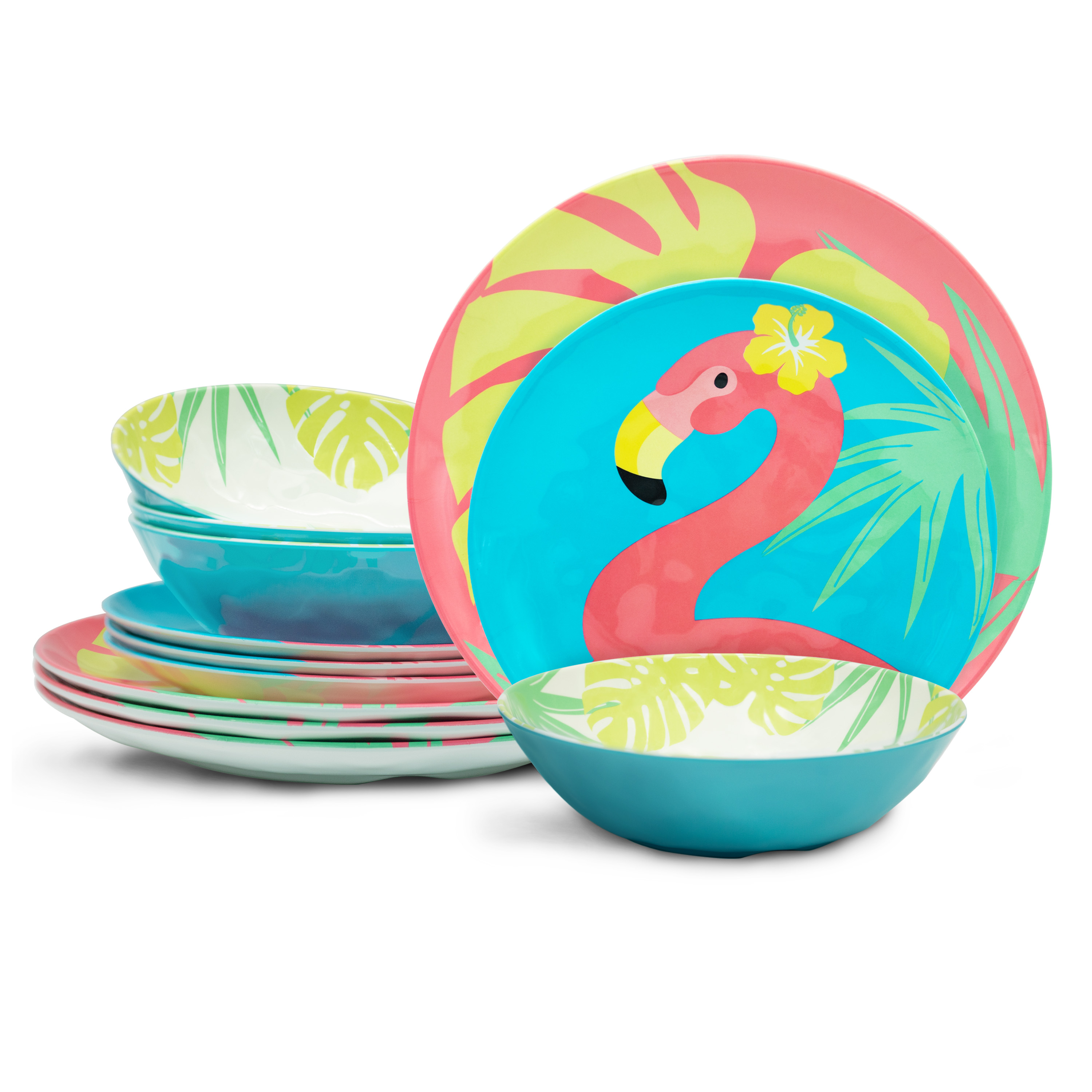 Summer Prints Dinnerware Set, Flamingo, 12-piece set slideshow image 1 Summer Prints Dinnerware Set, Flamingo, 12-piece set slideshow image 1