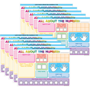 Smart Poly&reg; PosterMat Pals&trade; Space Savers, 13" x 9-1/2", All About the Number, Pack of 10