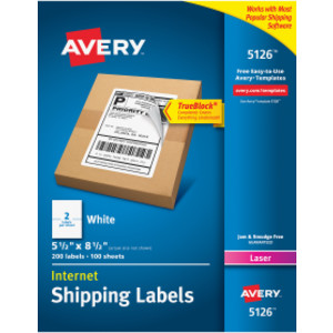 Half-Sheet Printable Shipping Labels, 5-1/2" x 8-1/2", 200 Pack
