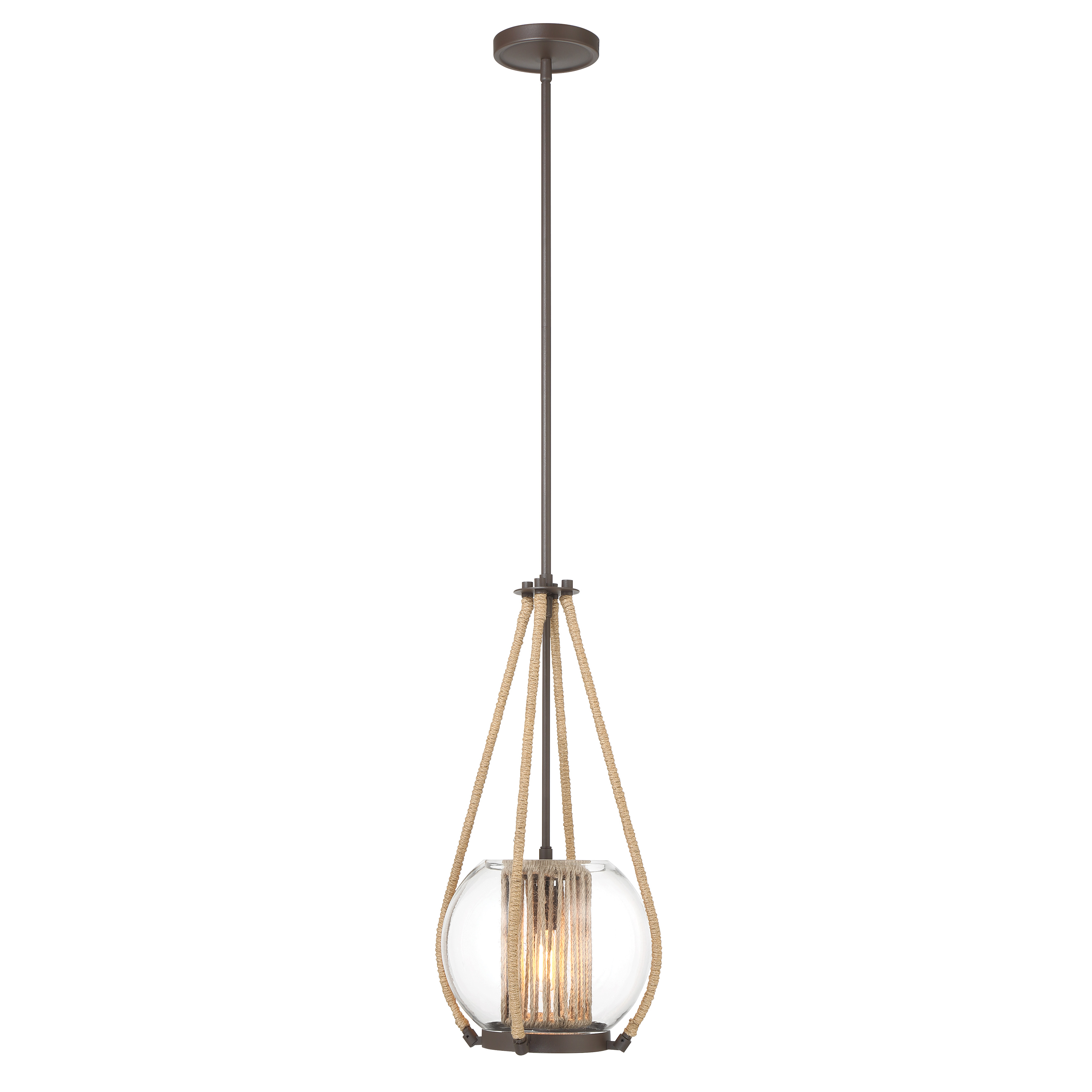 The Stutterhein pendant combines contemporary design with industrial charm. Its clear glass shade and sand bronze finish create a versatile look that works in modern kitchens, dining areas, and entryways. - alternate view