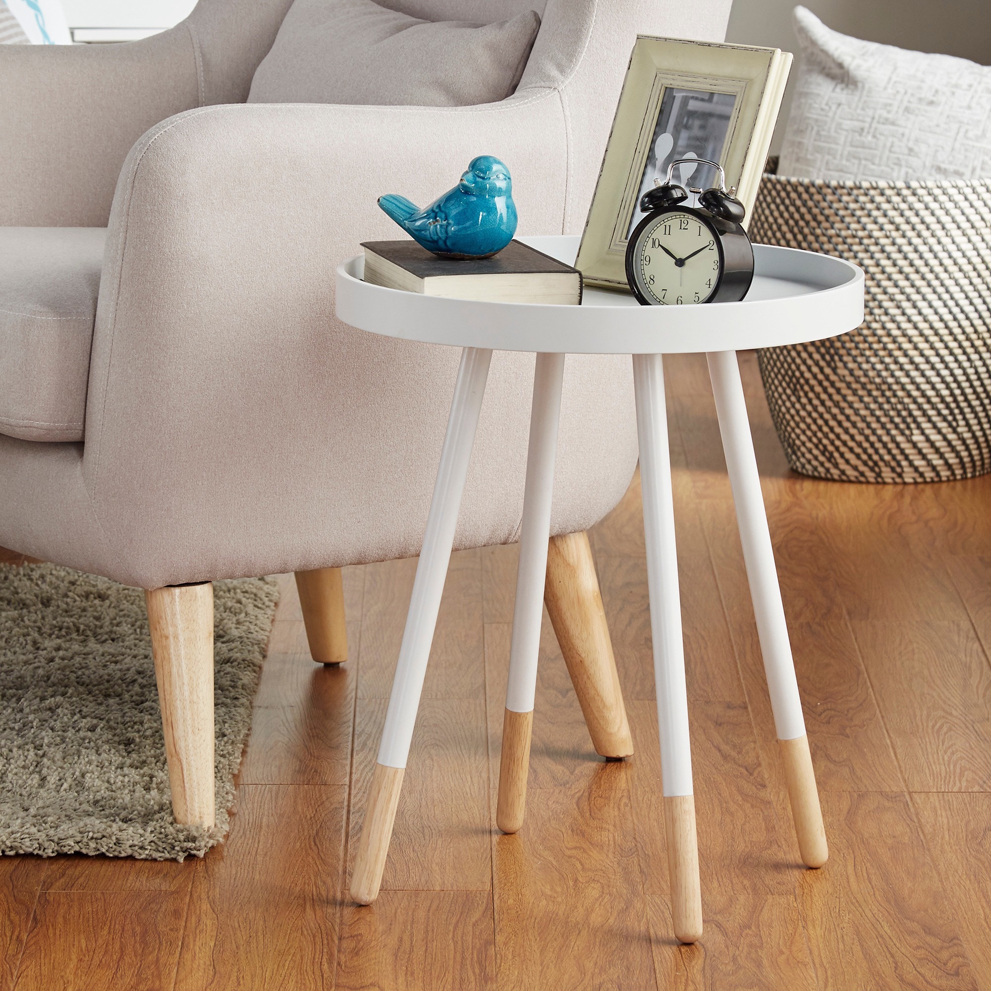 Paint-Dipped Round Tray-Top End Table