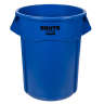 Rubbermaid Commercial, VENTED BRUTE, 55 gal, Resin, Blue, Round, Receptacle