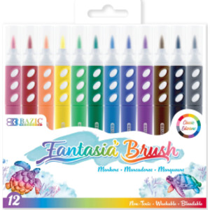 Brush Markers, 12 Assorted Colors