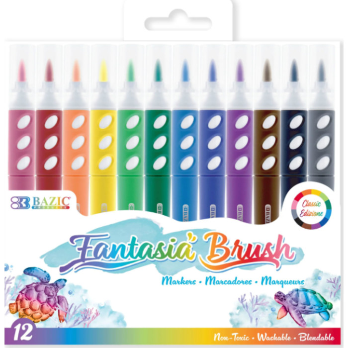 Brush Markers, 12 Assorted Colors