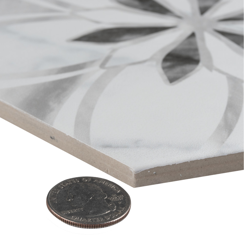 Sample – Classico Bardiglio Hex Dahlia Light Porcelain Floor and Wall Tile