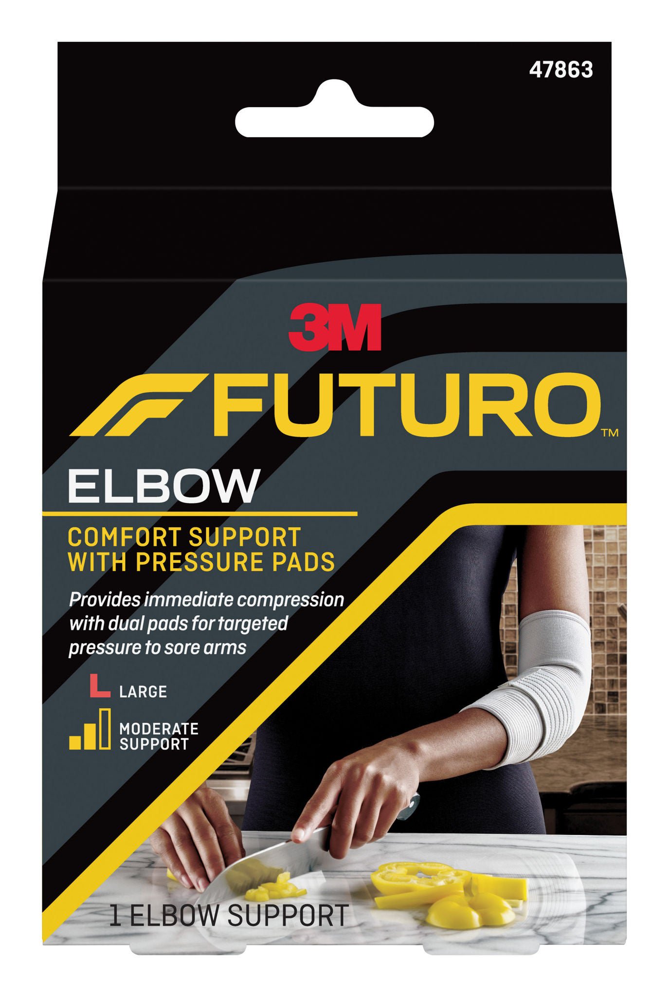 3M Futuro Comfort Elbow Support, Pressure Pads, Breathable, Elastic, Large