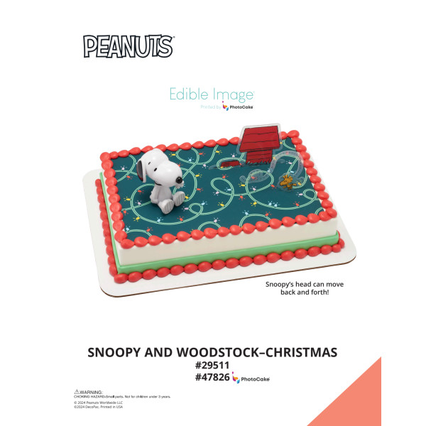 Peanuts® Snoopy® and Woodstock® Christmas The Magic of Cakes® PhotoCake® Enhanced Background Page