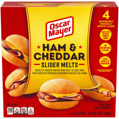 Oscar Mayer Ham & Cheddar Cheese Slider Melts, 4 ct Box, 2.5 oz Sliders