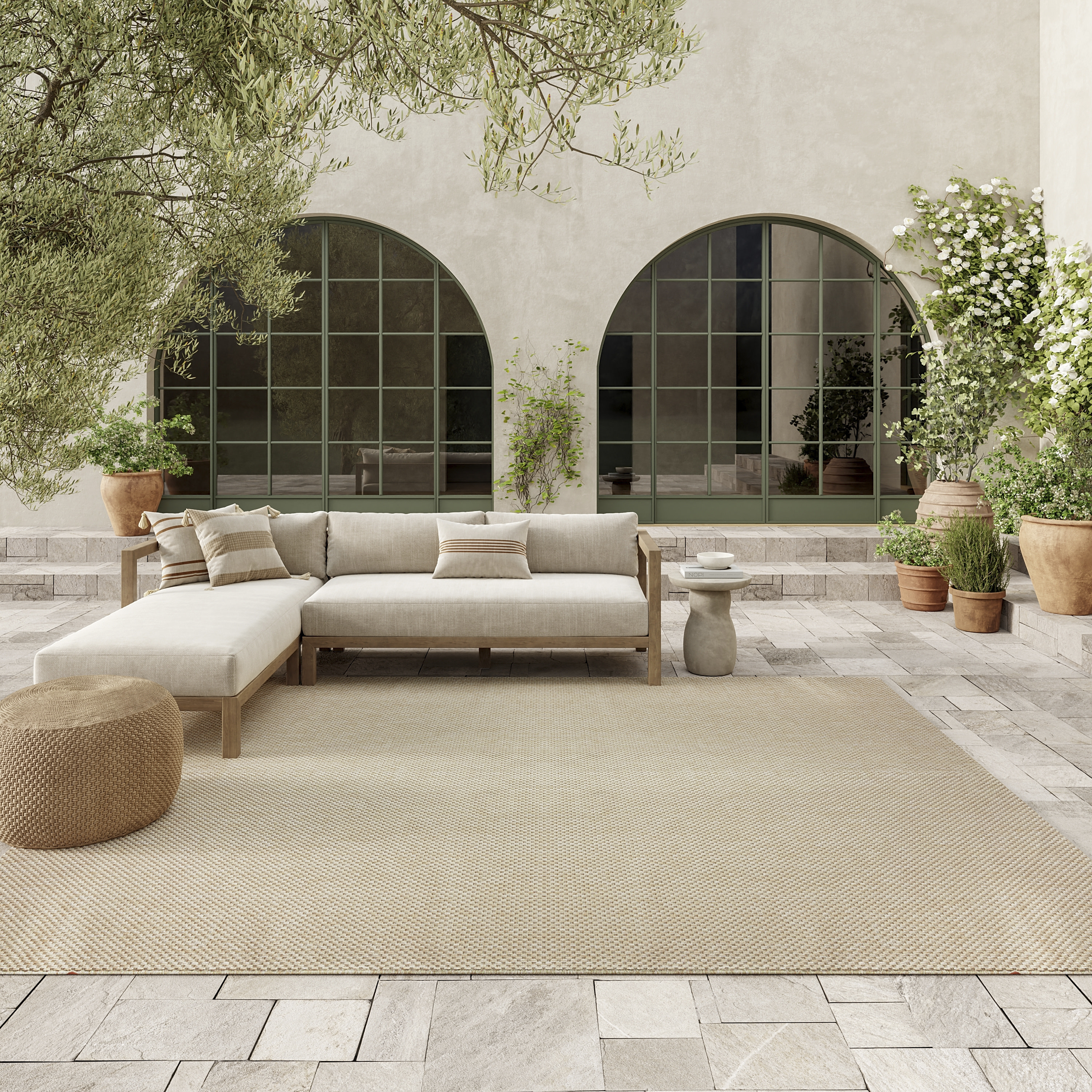 Nourison Tulum 9' x 12' Cream Outdoor Rug