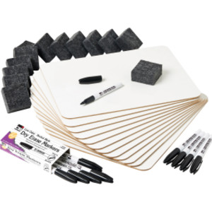 Dry Erase Lapboard Class Pack, Plain 1-Sided Boards, Markers & Erasers, Pack of 12