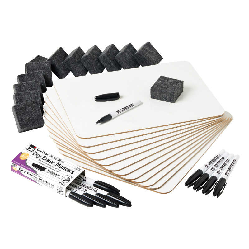 Dry+Erase+Lapboard+Class+Pack%2C+Plain+1-Sided+Boards%2C+Markers+%26+Erasers%2C+Pack+of+12
