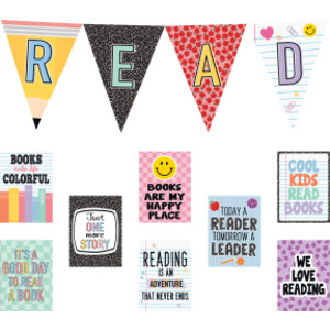 Cool for School Read Pennants Bulletin Board Set, 12 Pieces