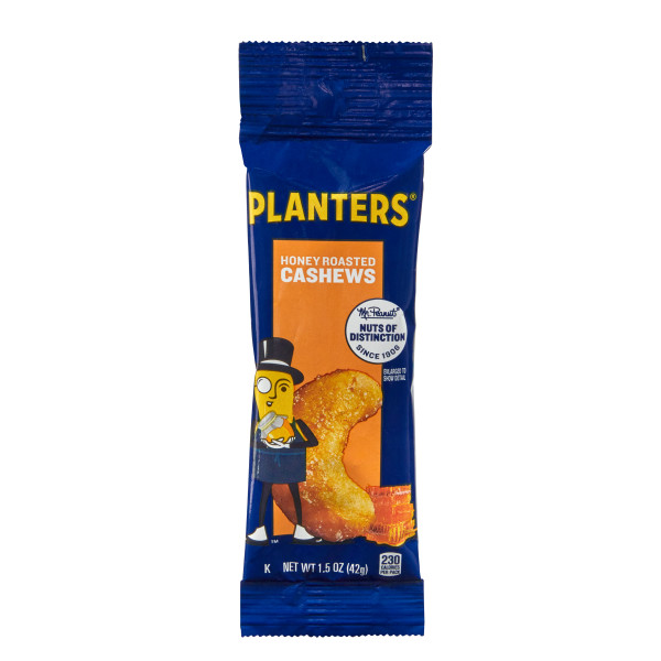 PLANTERS(r) Cashews Honey Roasted Tube 108/1.5oz . C1CB - Front Center Inner Pack (Hi Res)