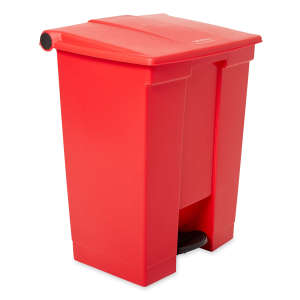 Rubbermaid Commercial, Legacy, 18 gal, Plastic, Red, Rectangle, Receptacle