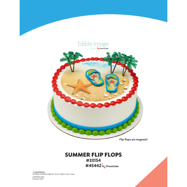 Summer Flip Flops The Magic of Cakes® PhotoCake® Enhanced Round Background Page